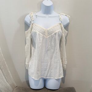 PAIGE White Lace Cold Shoulder Blouse